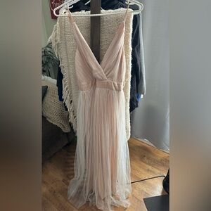 Simple Blush Maxi Dress with V-Neck. Backless.